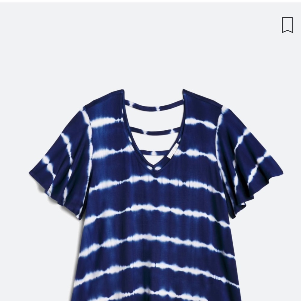 Nine Britton - 1X - navy/white flowy top